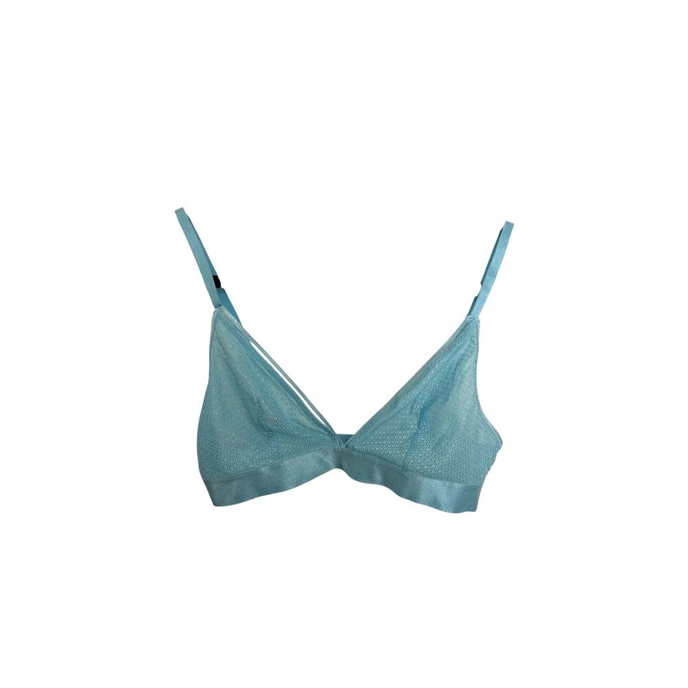 ThirdLove Bralette Womens Medium Blue Topaz Modern Mesh Triangle Wireless Lace